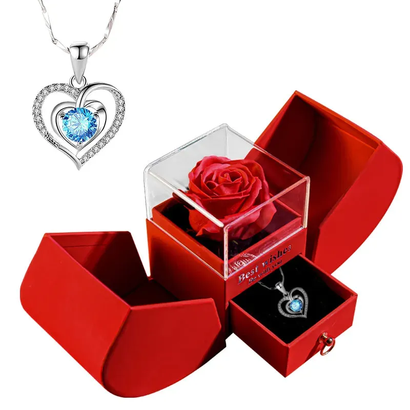 Eternal Rose Gift Box with Heart Necklace