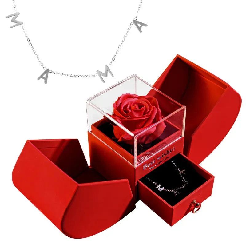 Eternal Rose Gift Box with Heart Necklace