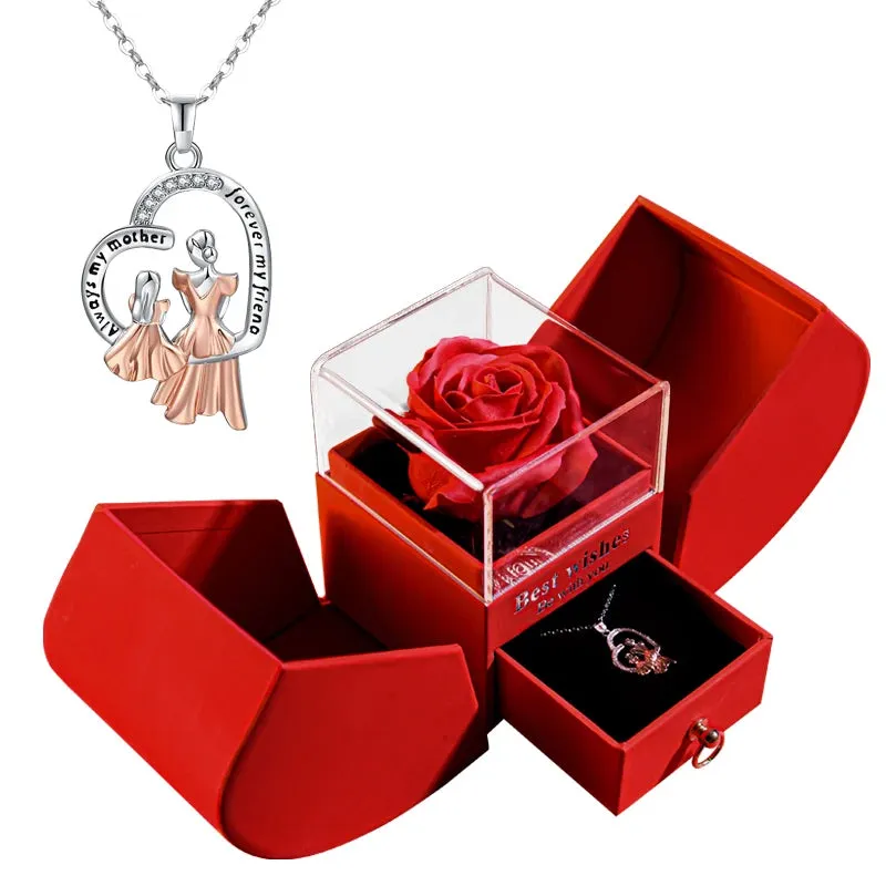 Eternal Rose Gift Box with Heart Necklace