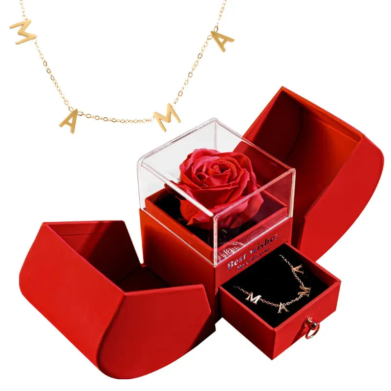 Eternal Rose Gift Box with Heart Necklace