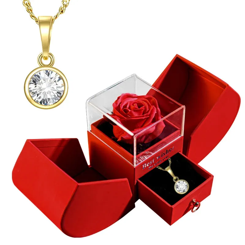 Eternal Rose Gift Box with Heart Necklace