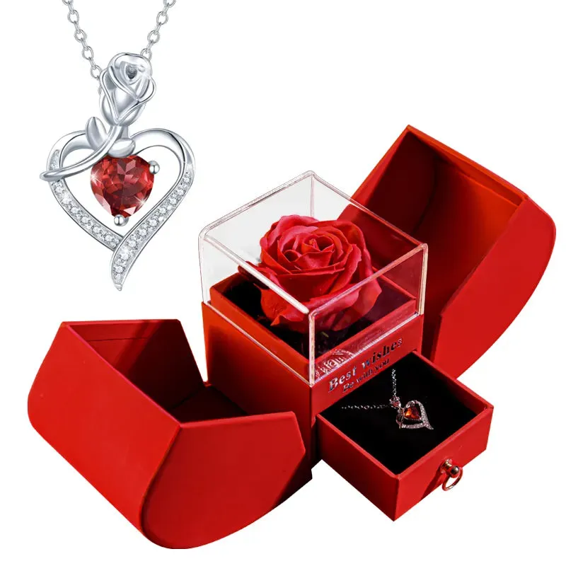 Eternal Rose Gift Box with Heart Necklace