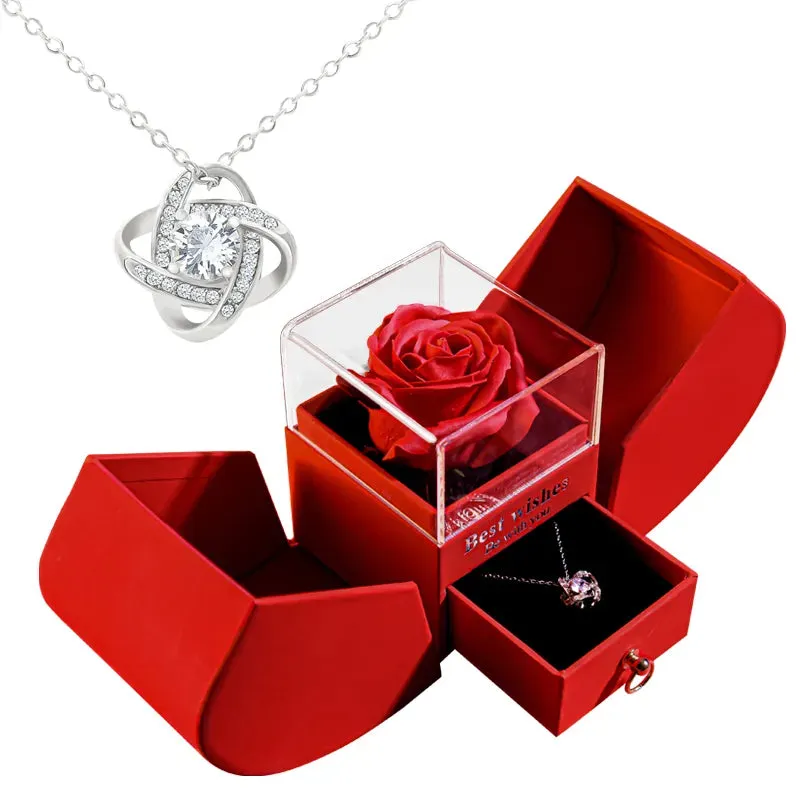 Eternal Rose Gift Box with Heart Necklace