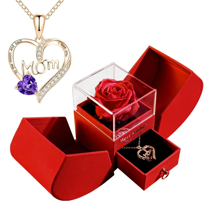 Eternal Rose Gift Box with Heart Necklace