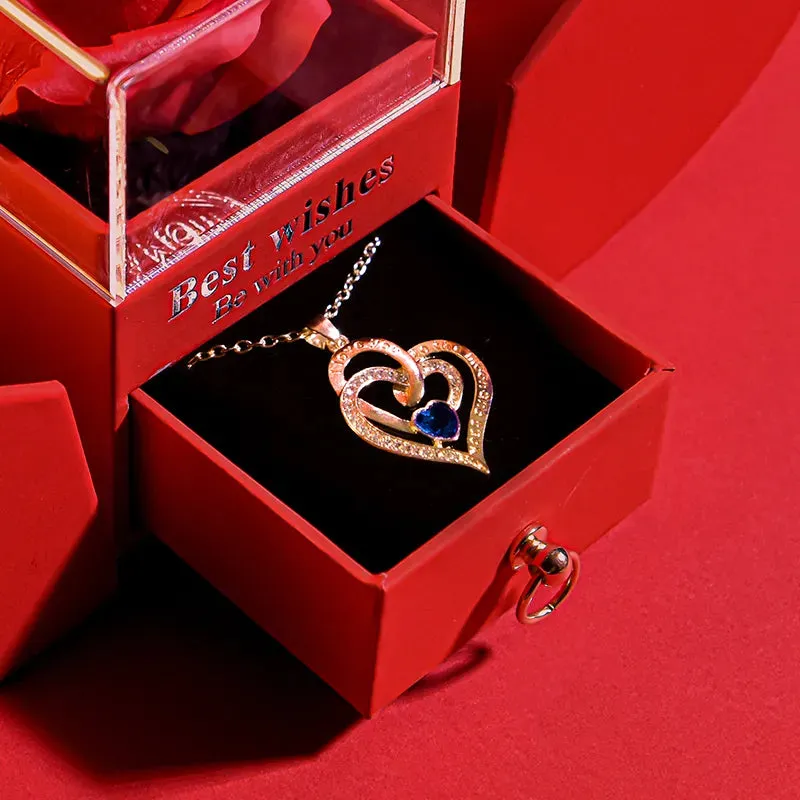 Eternal Rose Gift Box with Heart Necklace