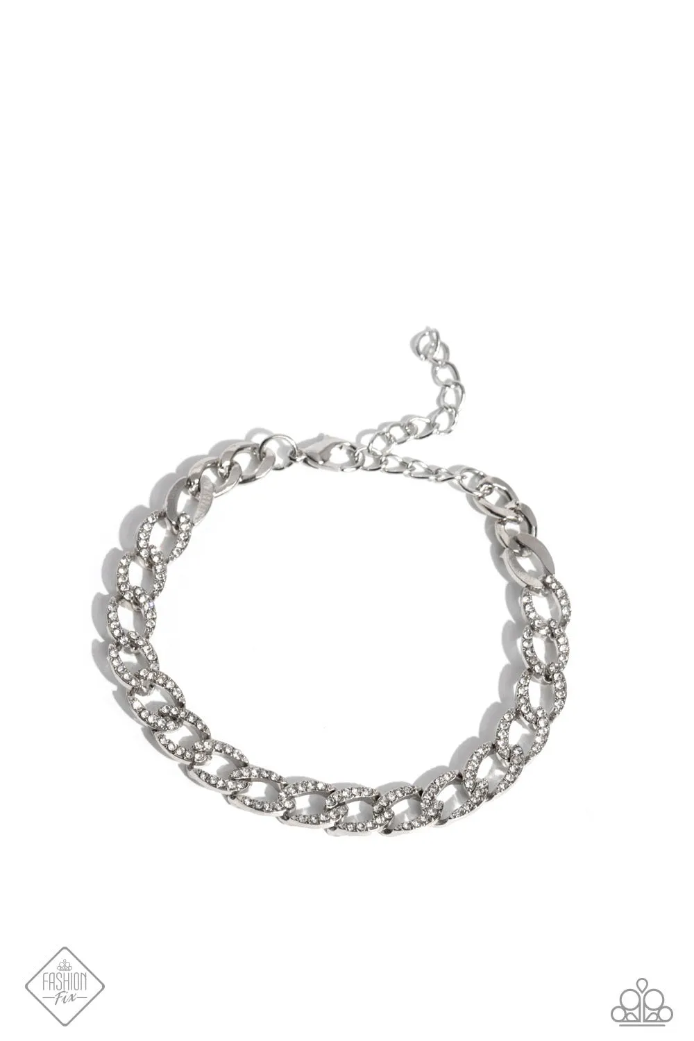 Freethinking Finish - Silver Rhinestone Bling Bracelet - Paparazzi Accessories