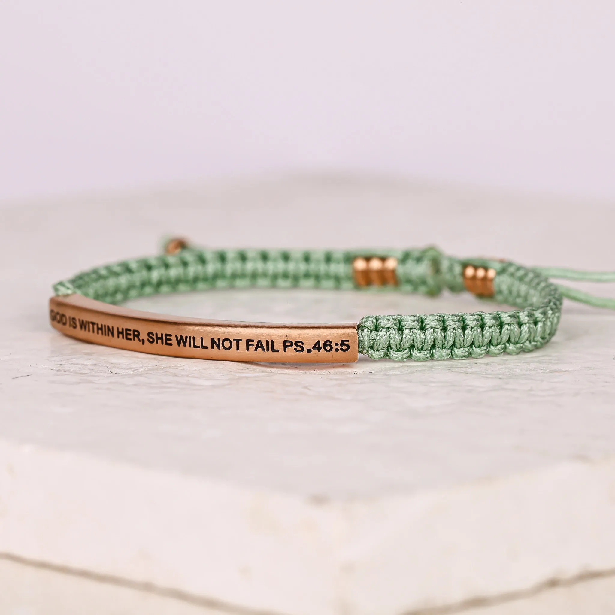 GOD IS WITHIN HER, SHE WILL NOT FAIL ROPE BRACELET