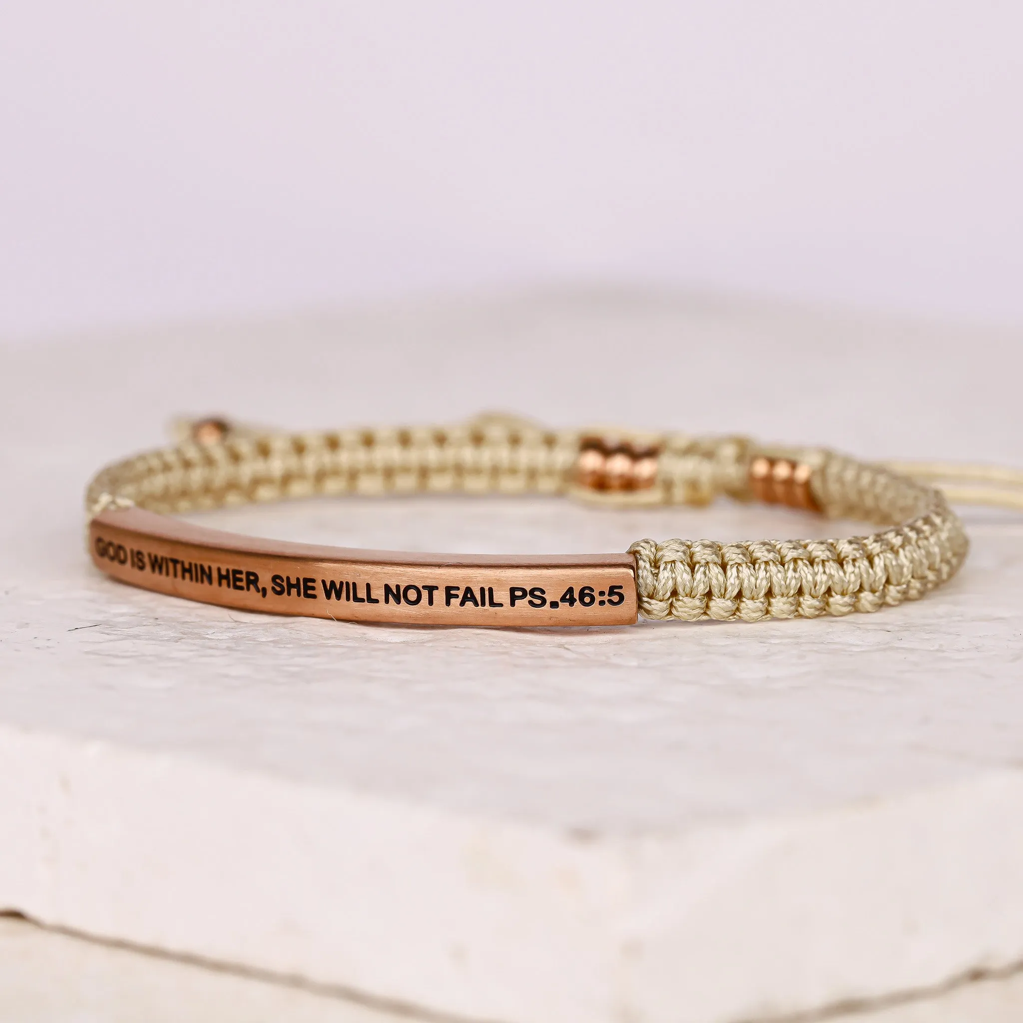 GOD IS WITHIN HER, SHE WILL NOT FAIL ROPE BRACELET