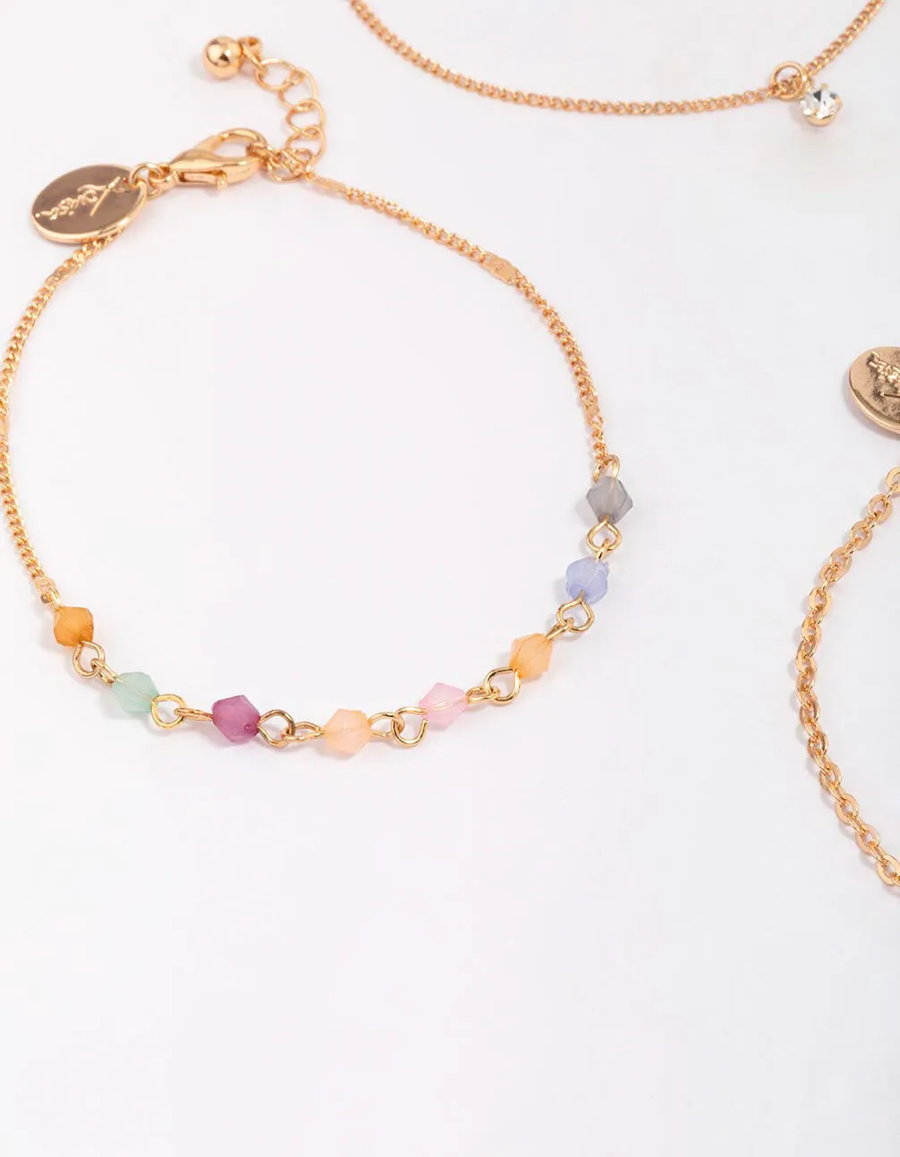 Gold Beaded Coin Bracelet 4-Pack