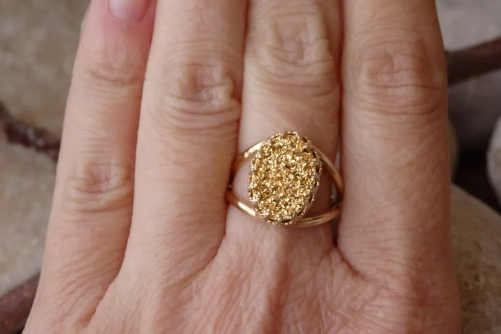 Gold Druzy Ring