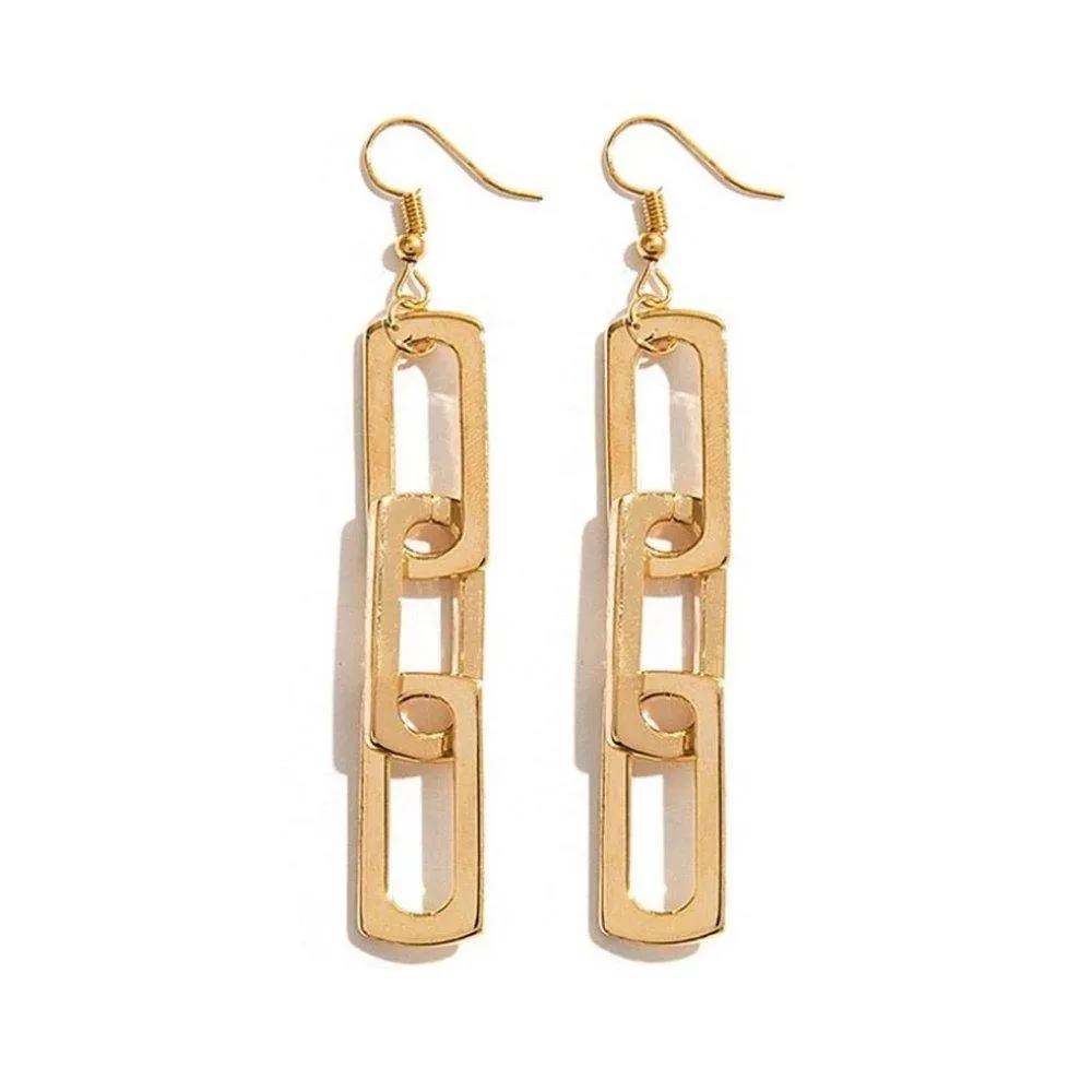 Gold Link Dangle Earrings