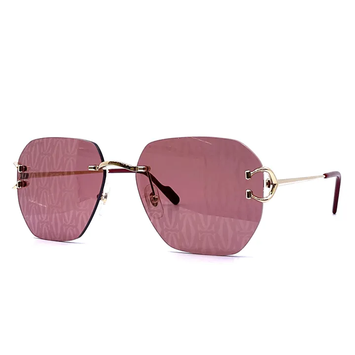 Gold Red Metal Sunglasses - CCT0394S003