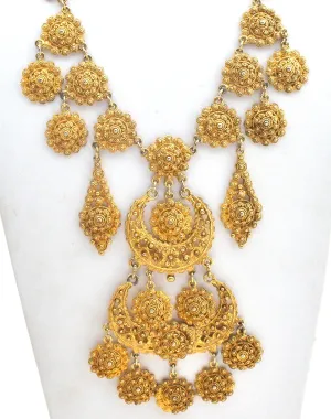 Gold Tone Bib Statement Necklace Vintage