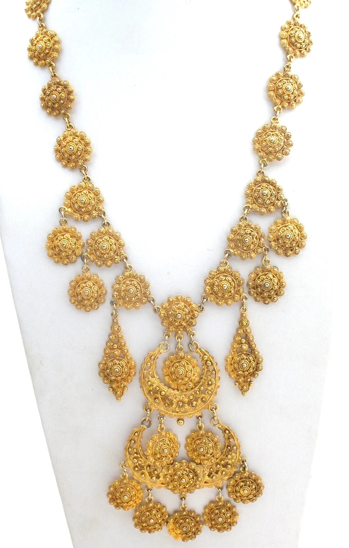 Gold Tone Bib Statement Necklace Vintage