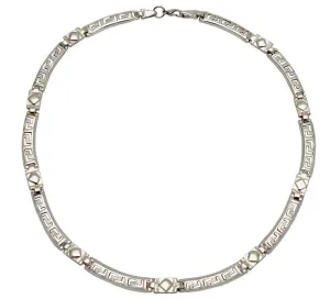 Greek Key Meander Necklace in Sterling Silver (PE-05)