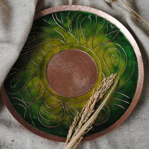 Green Handmade Copper Wallplate & Candle Holder