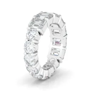 Half Emerald Half Round Diamond Eternity Band