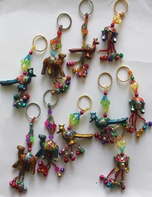 Hand Painted Animal Key Rings Assorted Turtle Bird Elephant Key Chain Gifts