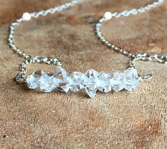 Herkimer Diamond Necklace Gold Fill OR Sterling Silver  Raw Crystal Necklace