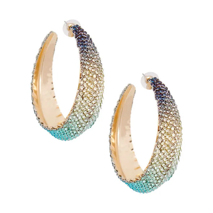 Hoops Color Ombre Bling Earrings for Women