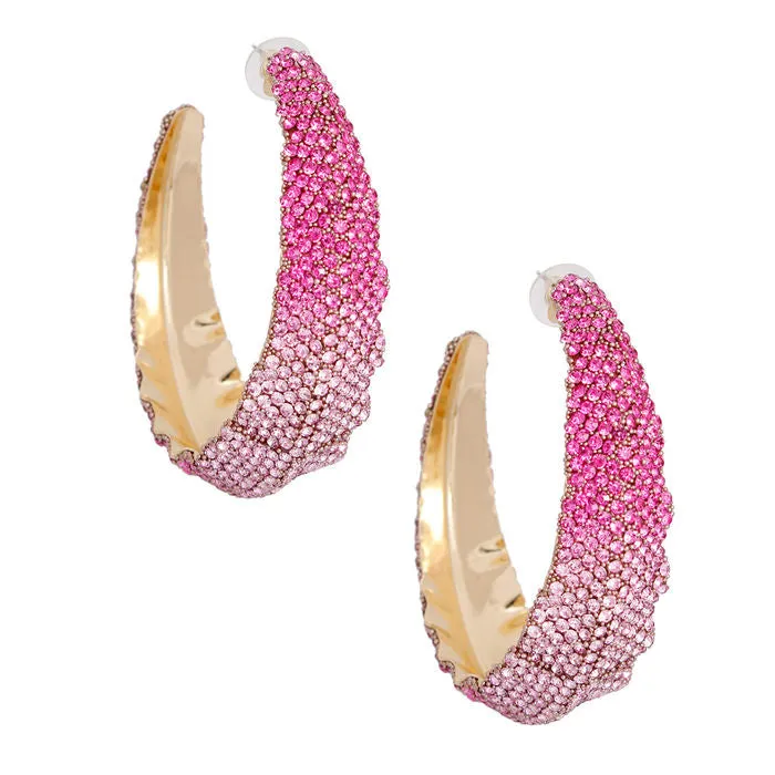 Hoops Color Ombre Bling Earrings for Women