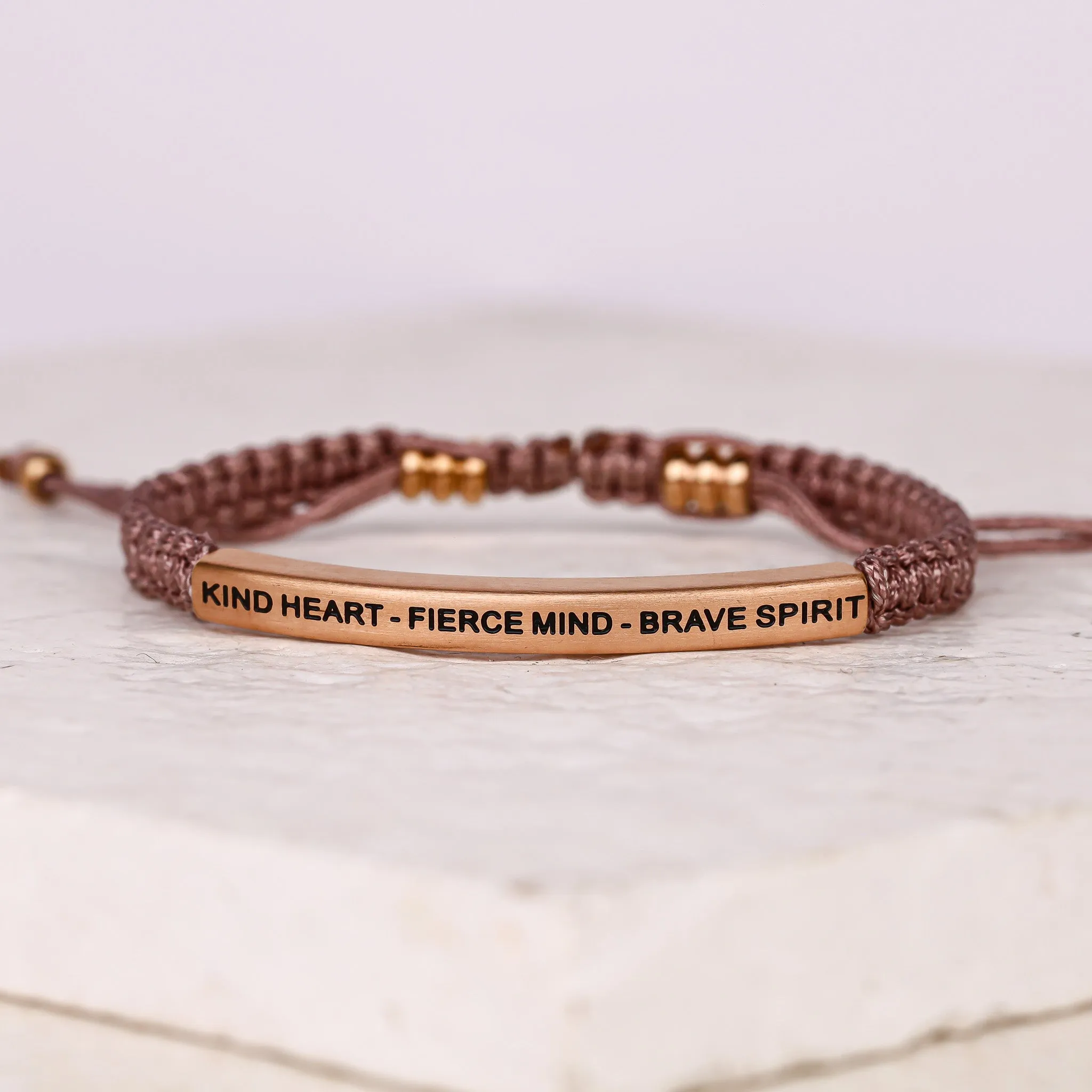 KIND HEART - FIERCE MIND - BRAVE SPIRIT ROPE BRACELET