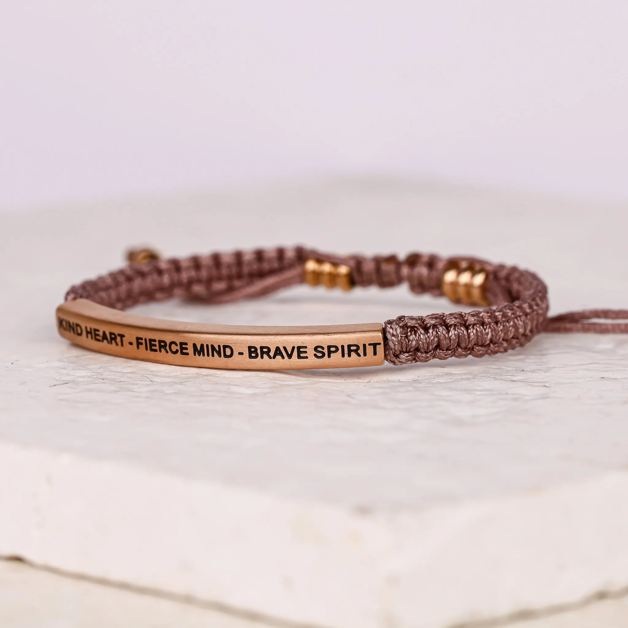 KIND HEART - FIERCE MIND - BRAVE SPIRIT ROPE BRACELET