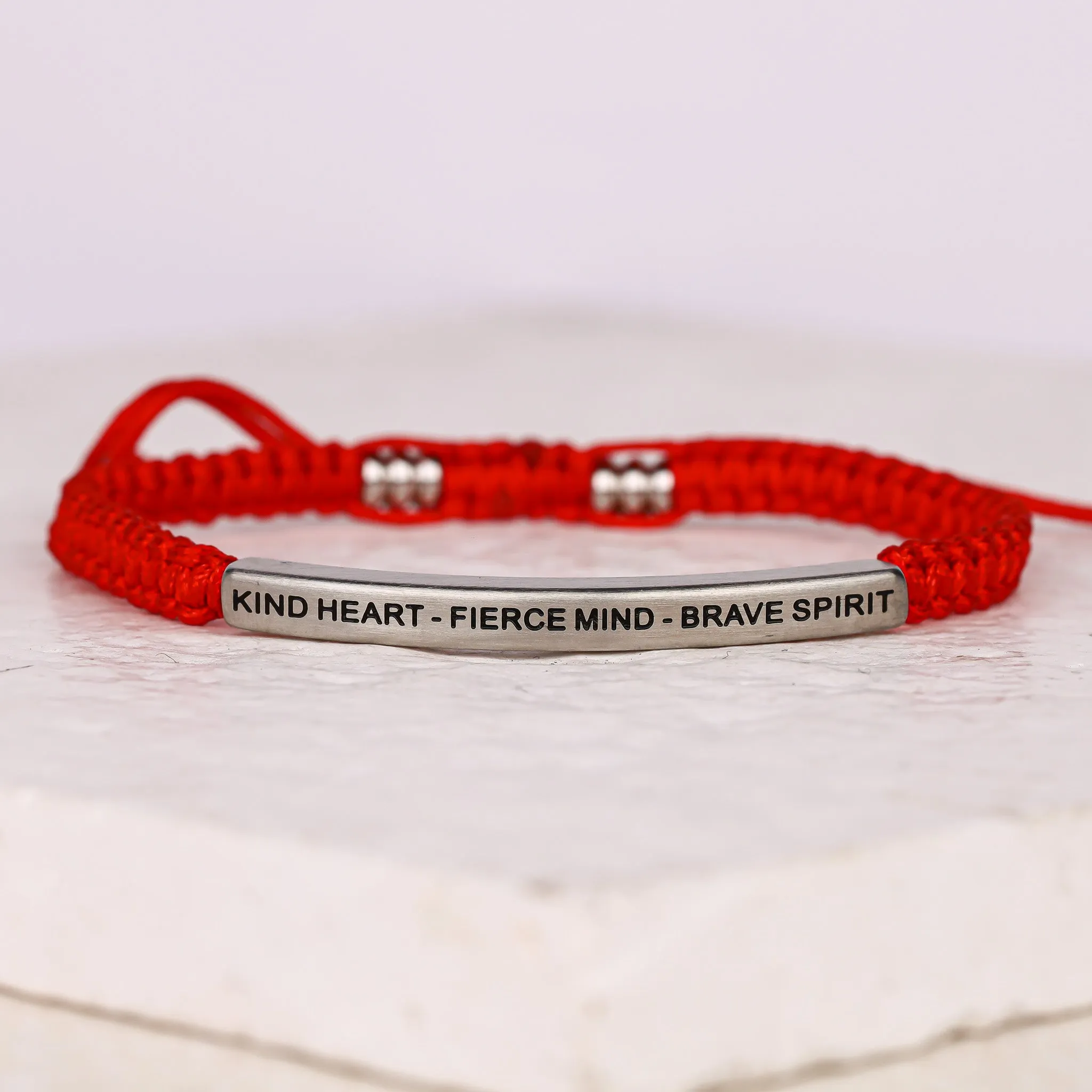 KIND HEART - FIERCE MIND - BRAVE SPIRIT ROPE BRACELET