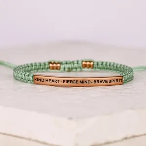 KIND HEART - FIERCE MIND - BRAVE SPIRIT ROPE BRACELET