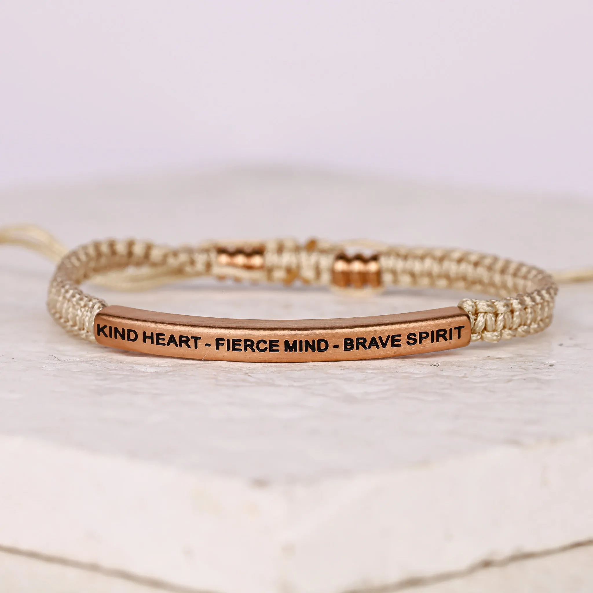 KIND HEART - FIERCE MIND - BRAVE SPIRIT ROPE BRACELET