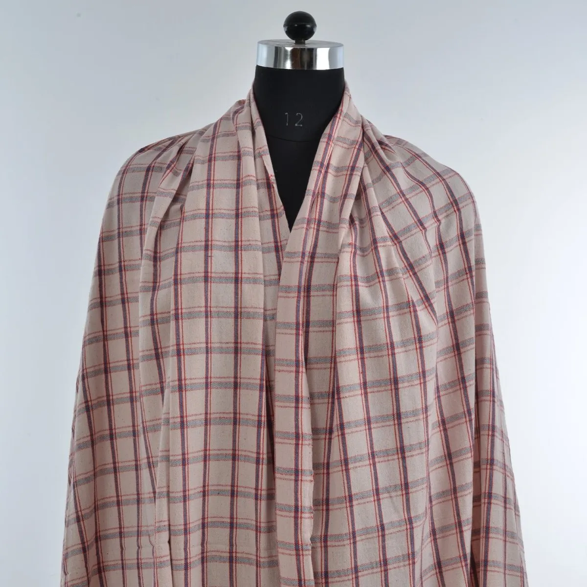 Light Pink Checkered Handwoven Organic Cotton Fabric