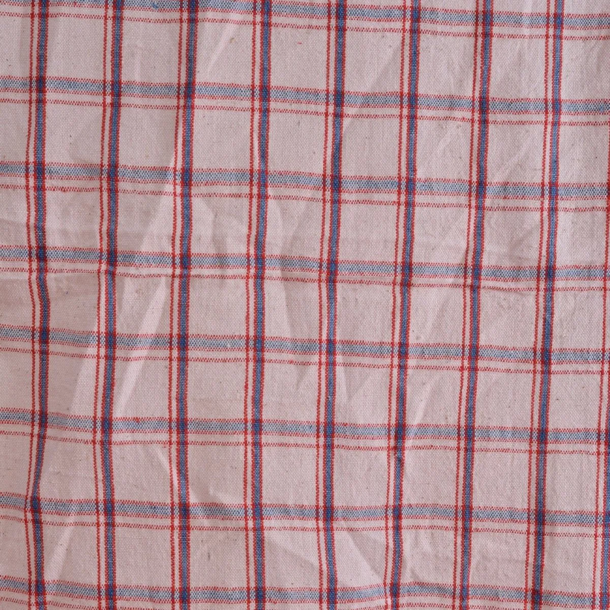 Light Pink Checkered Handwoven Organic Cotton Fabric