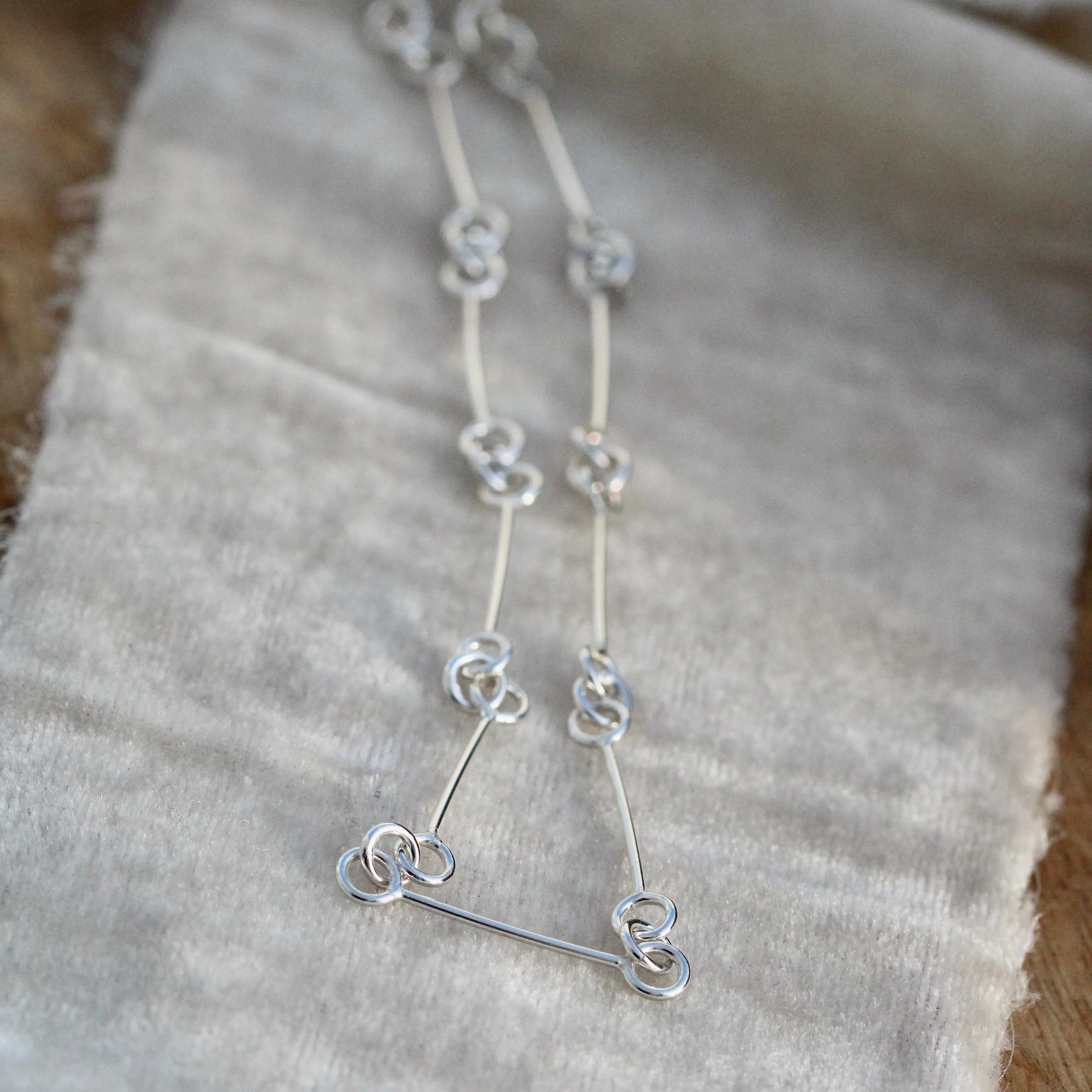 Long Bar chain sterling silver necklace