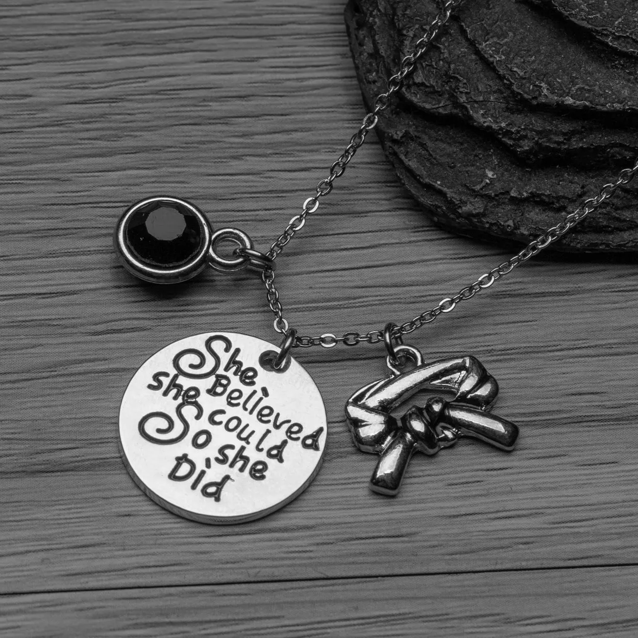 Martial Arts Inspirational Black Belt Necklace - Pick Style