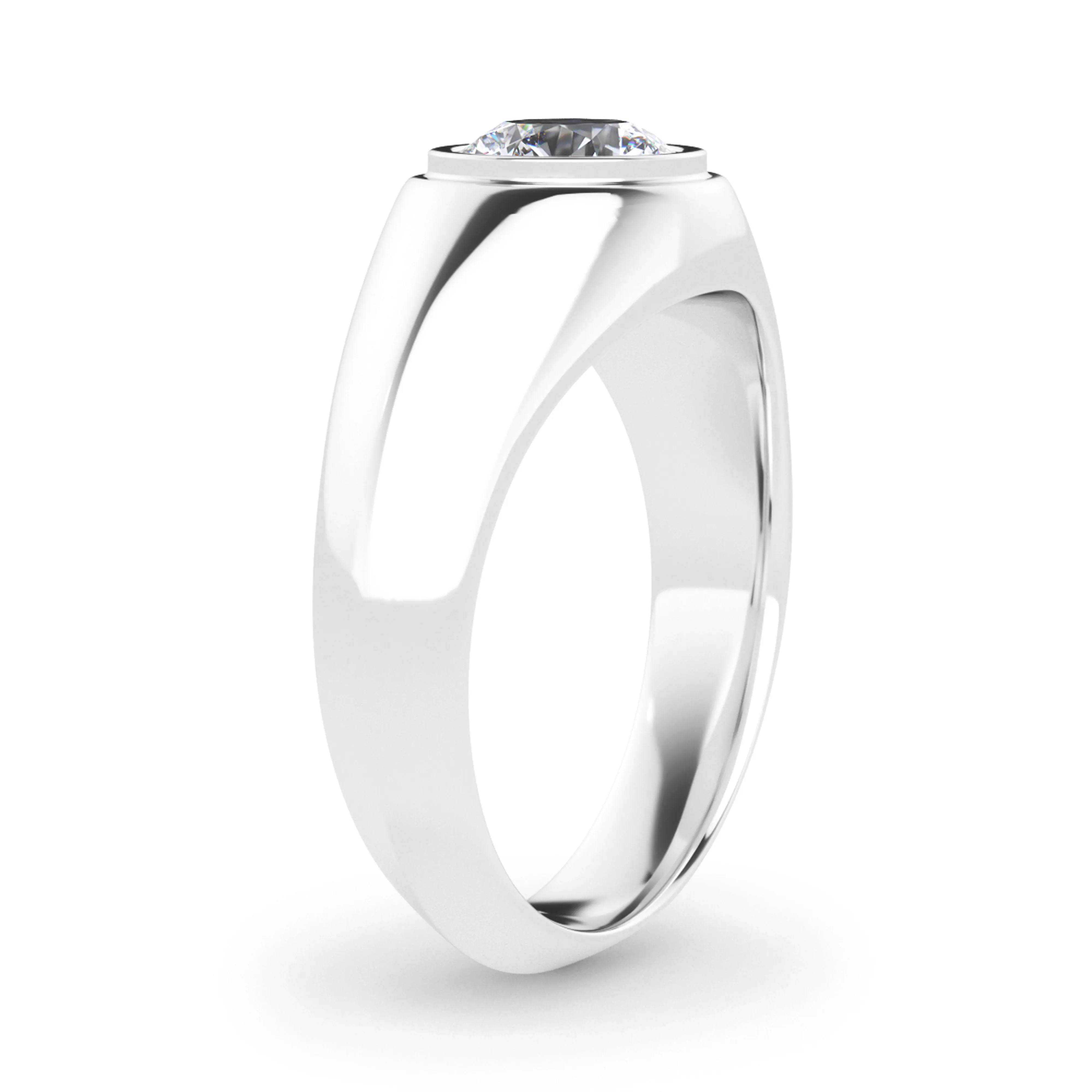 Men's Round Brilliant Diamond Signet Ring