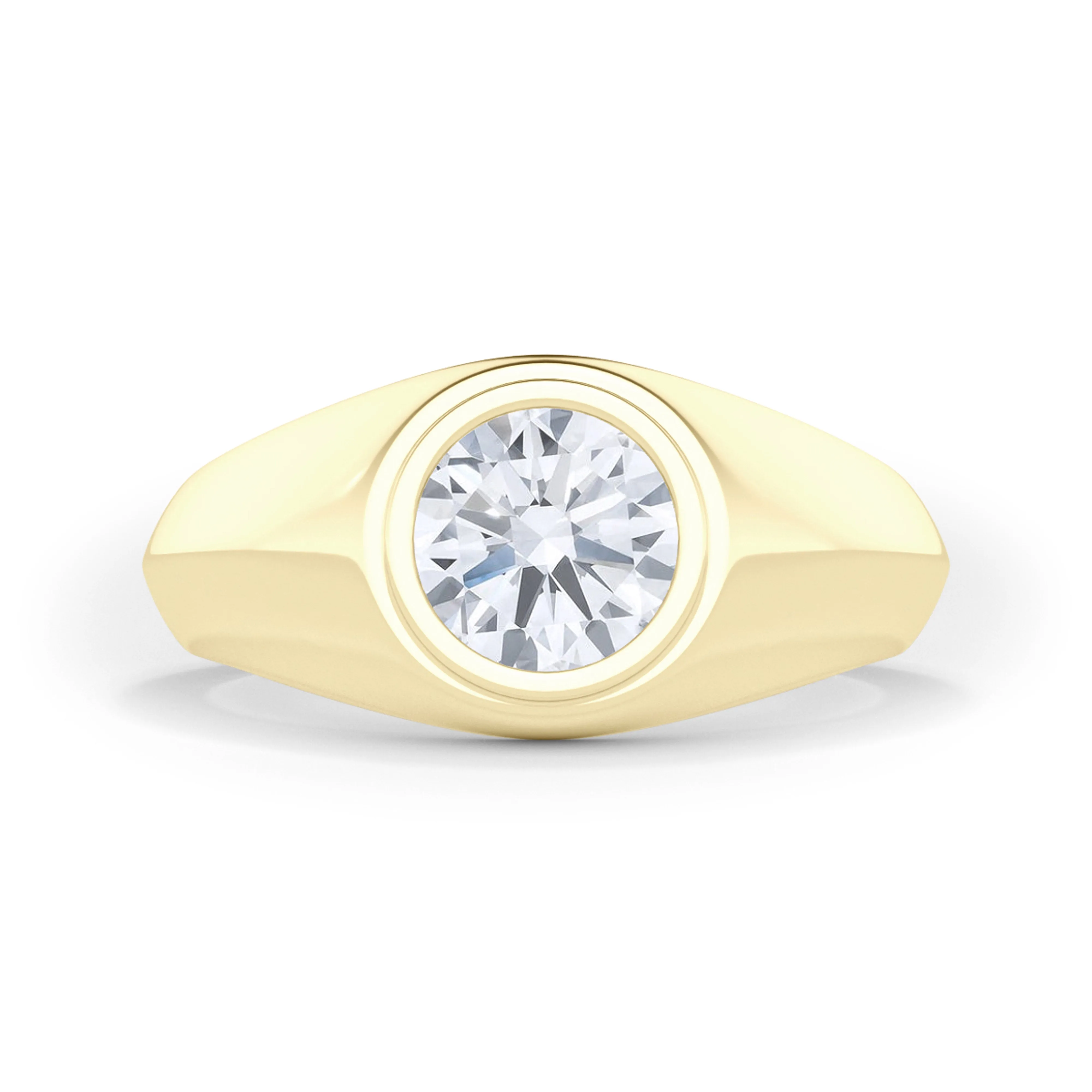 Men's Round Brilliant Diamond Signet Ring