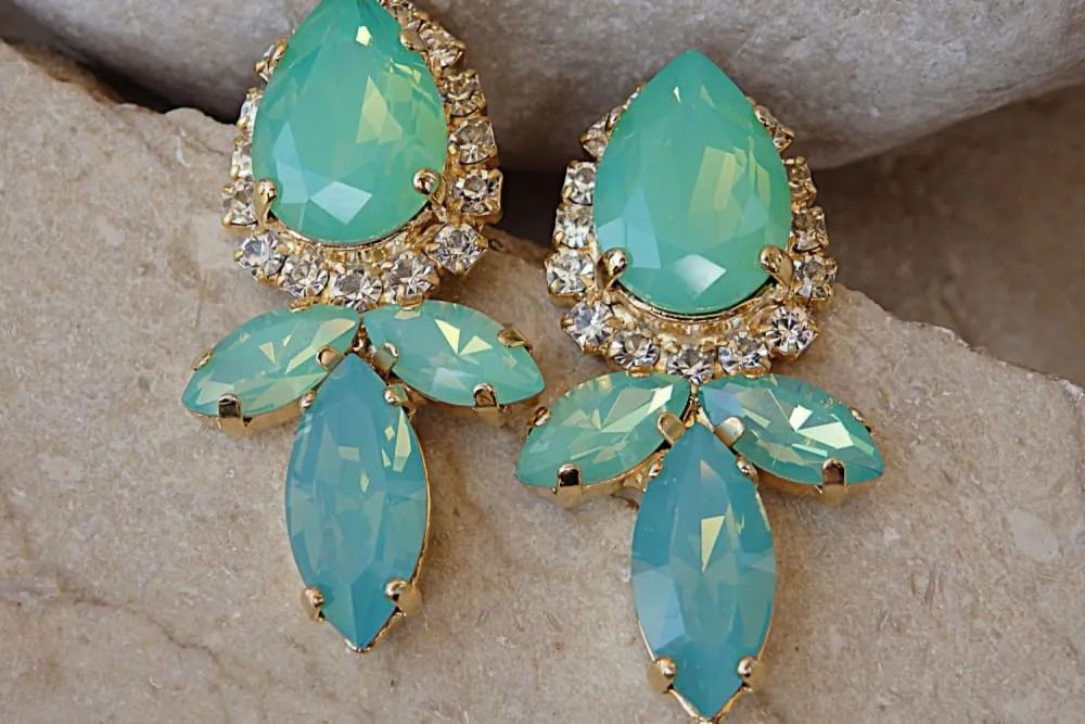 Mint opal earrings.