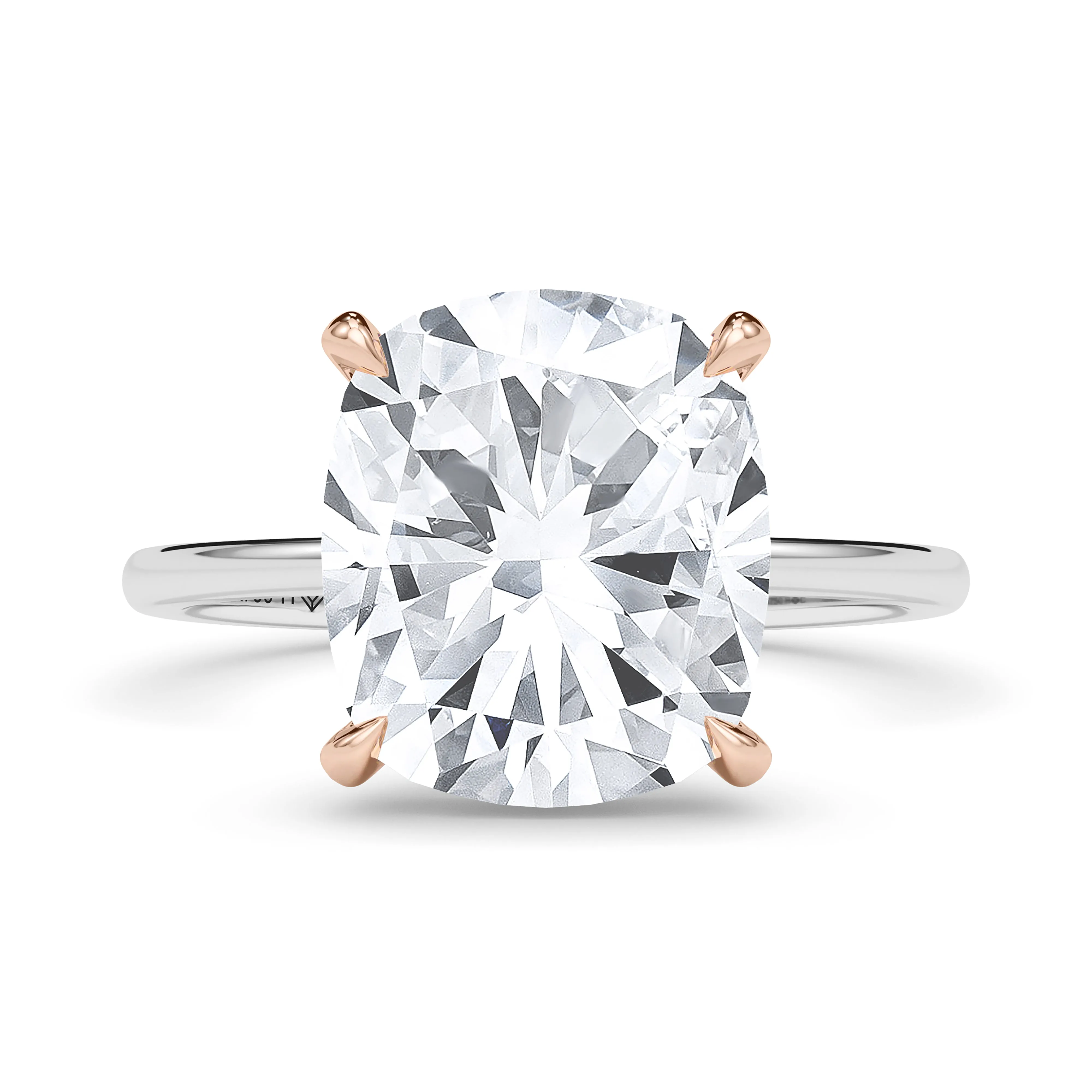 Mixed Metal Cushion Cut Diamond Ring