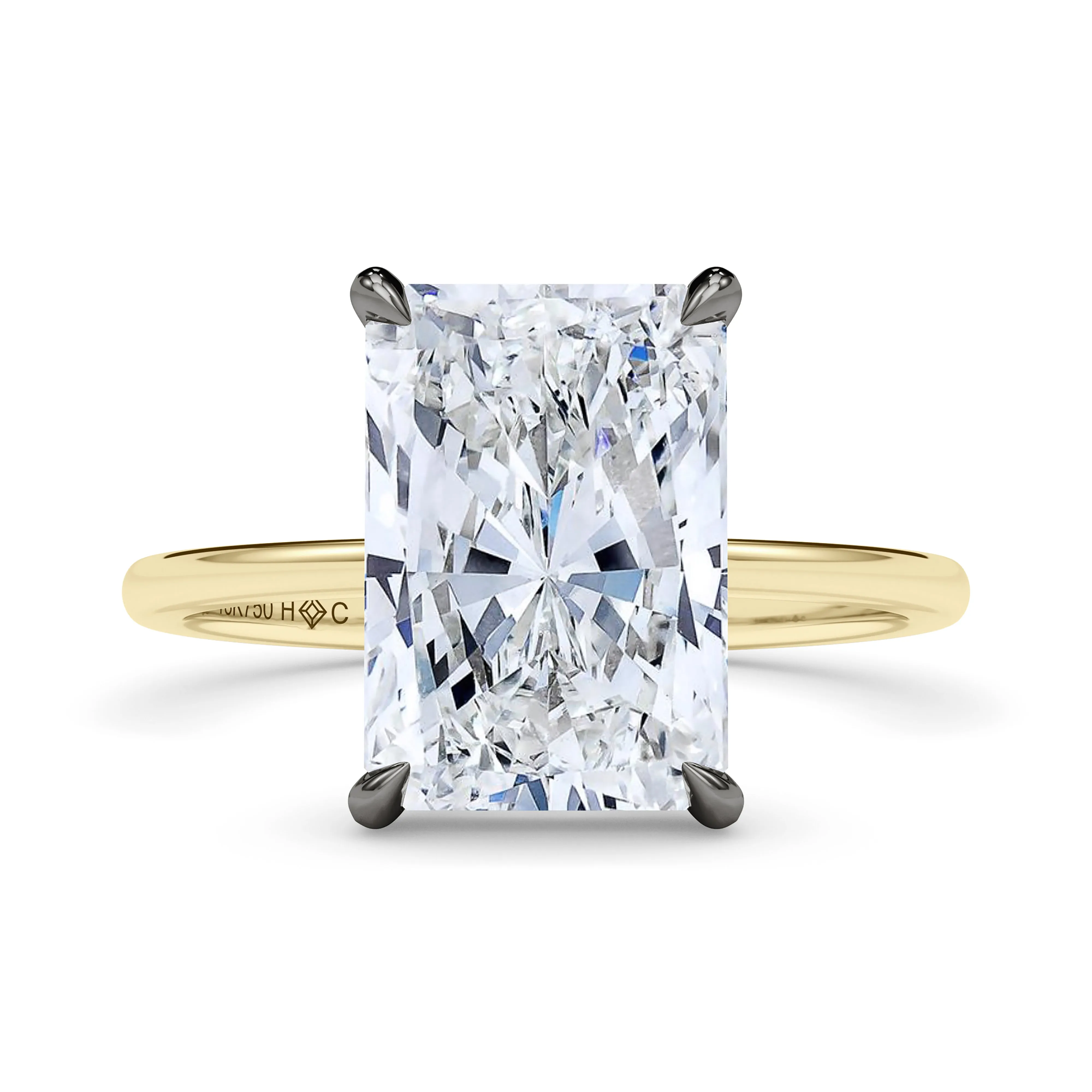 Mixed Metal Radiant Cut Diamond Ring