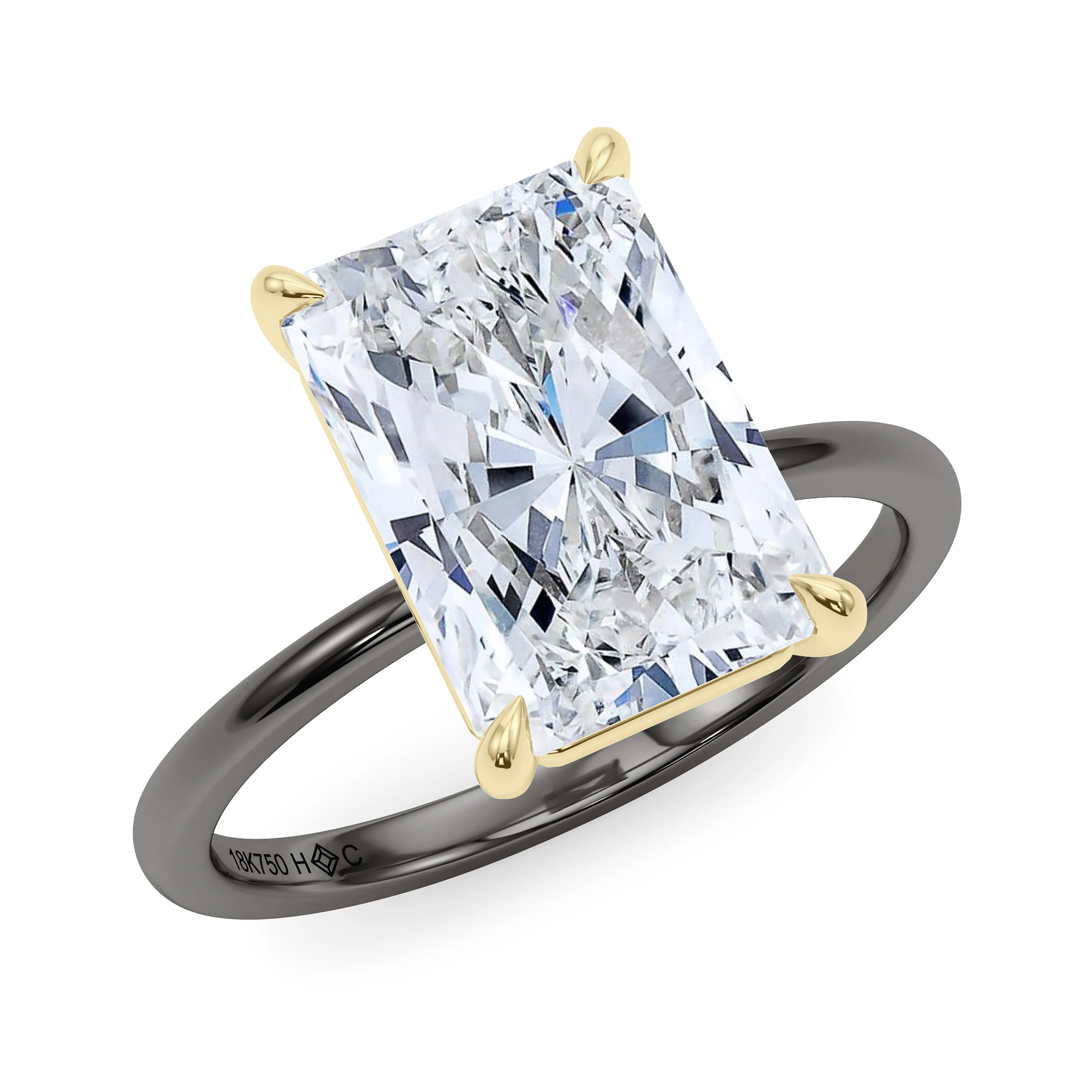 Mixed Metal Radiant Cut Diamond Ring