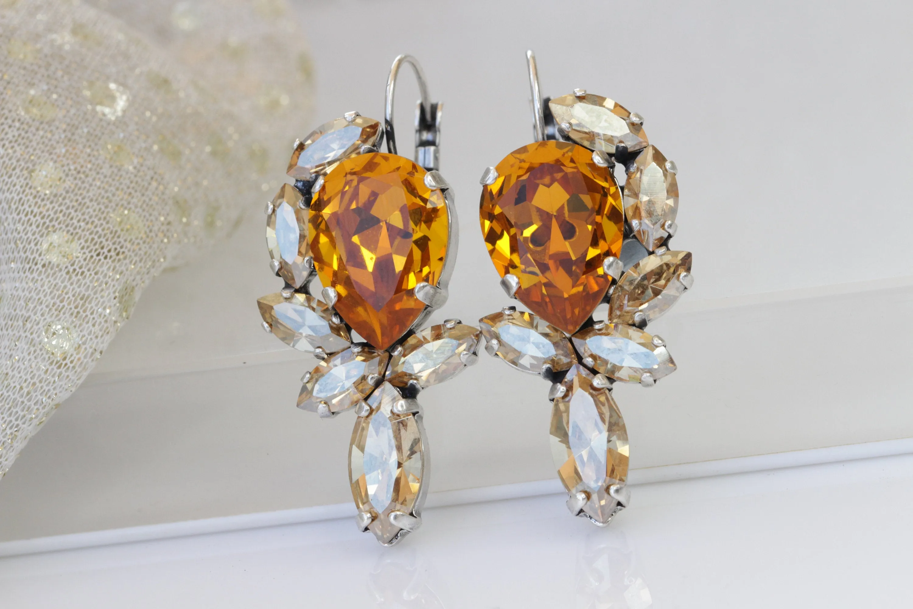 ORANGE GOLD EARRINGS