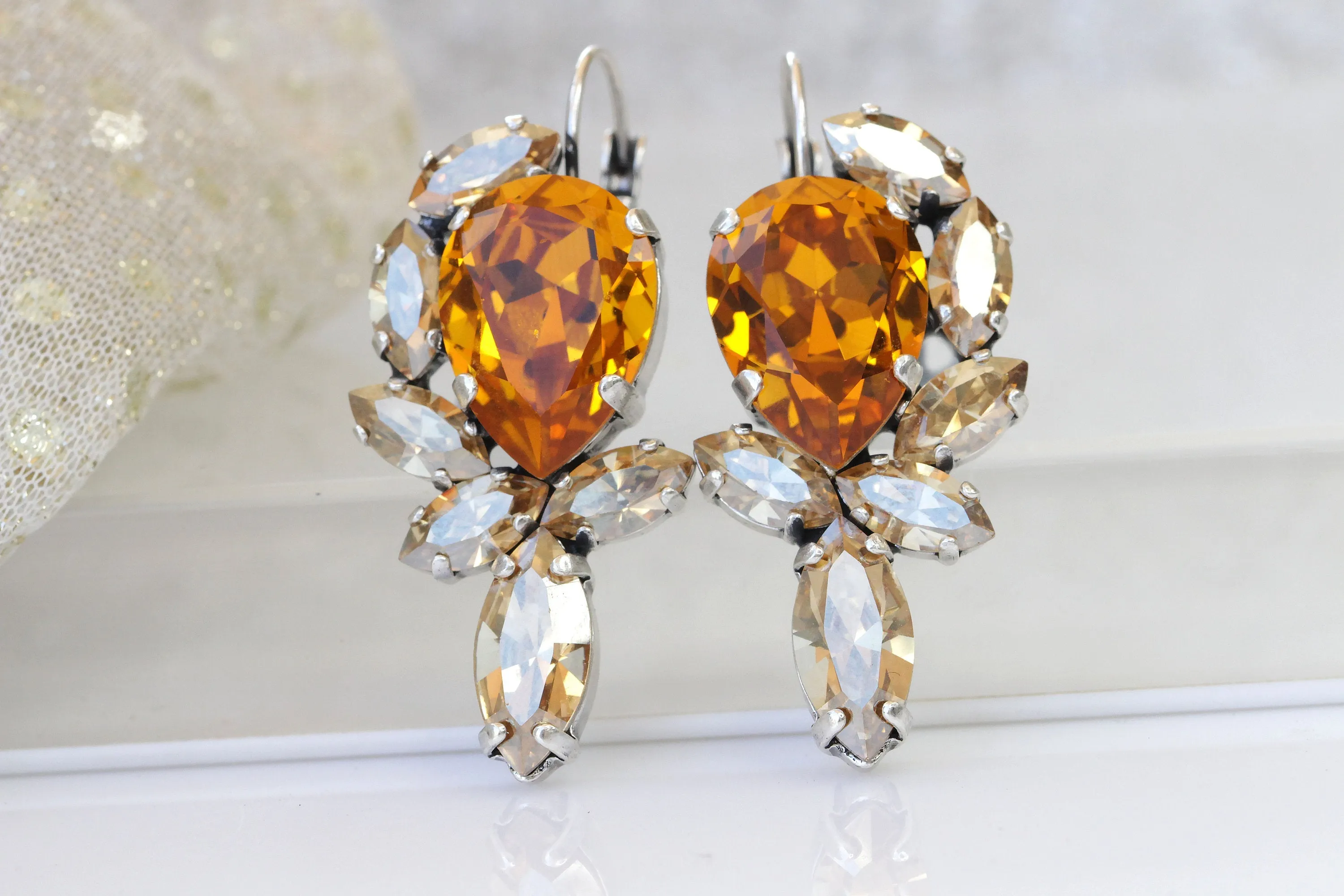 ORANGE GOLD EARRINGS