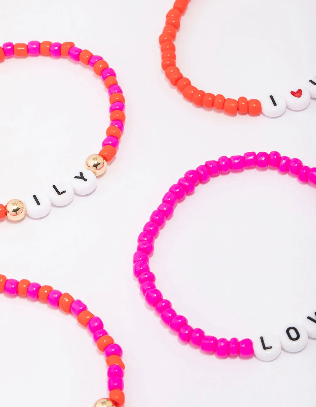 Pink & Red Love Beaded Friendship Bracelet 5-Pack