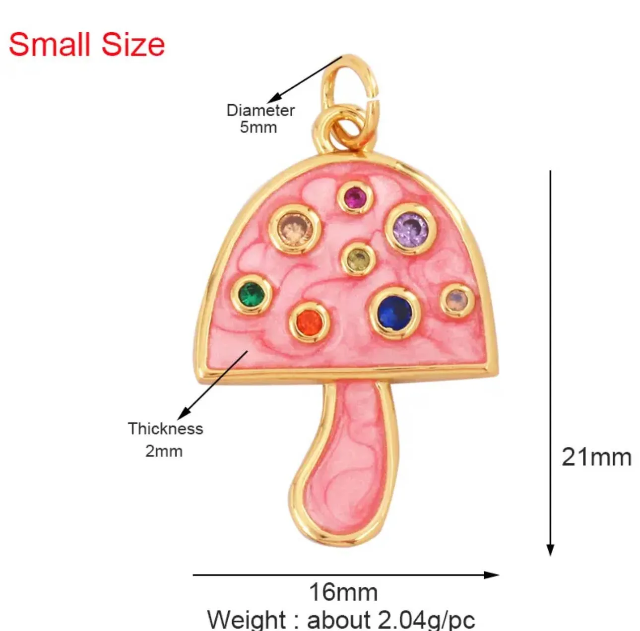 Pink Mushroom Charm For Charm Necklace