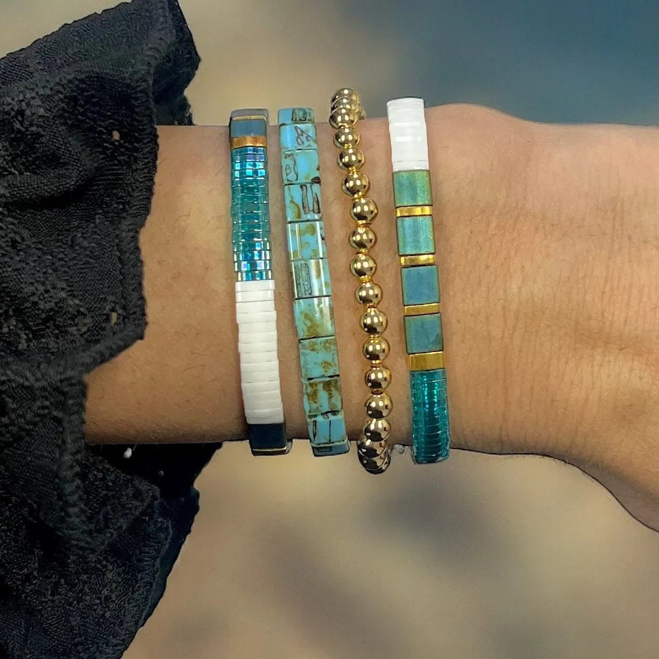 RADIANCE - 4 Tila Bead Bracelet Stack