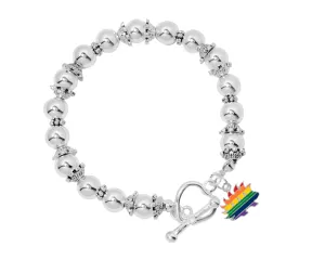 Rainbow Porcupine Libertarian LGBTQ Charm Silver Beaded Bracelets