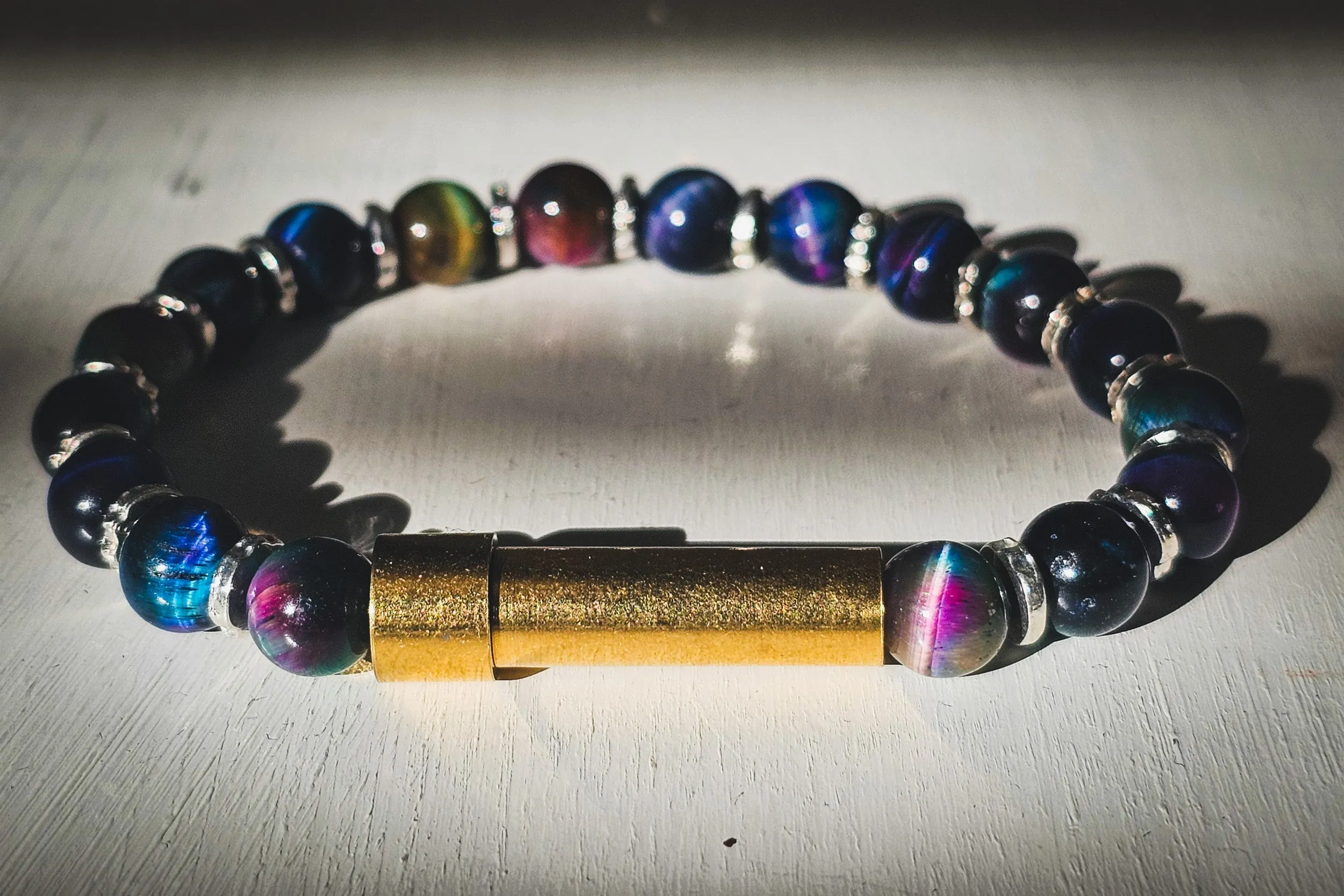 Rainbow Tiger Eye Healing Bracelet for Hair Fur or Ash