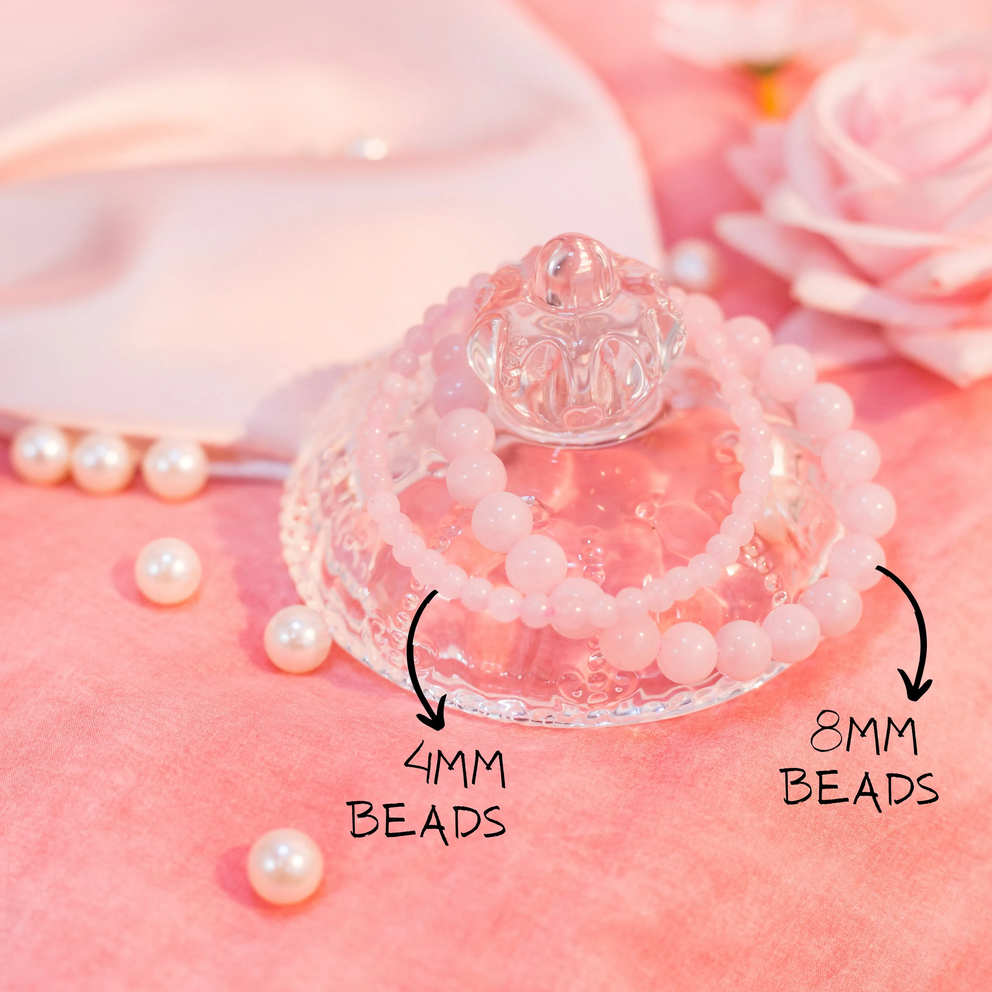 Rose Quartz Beaded Crystal Bracelet