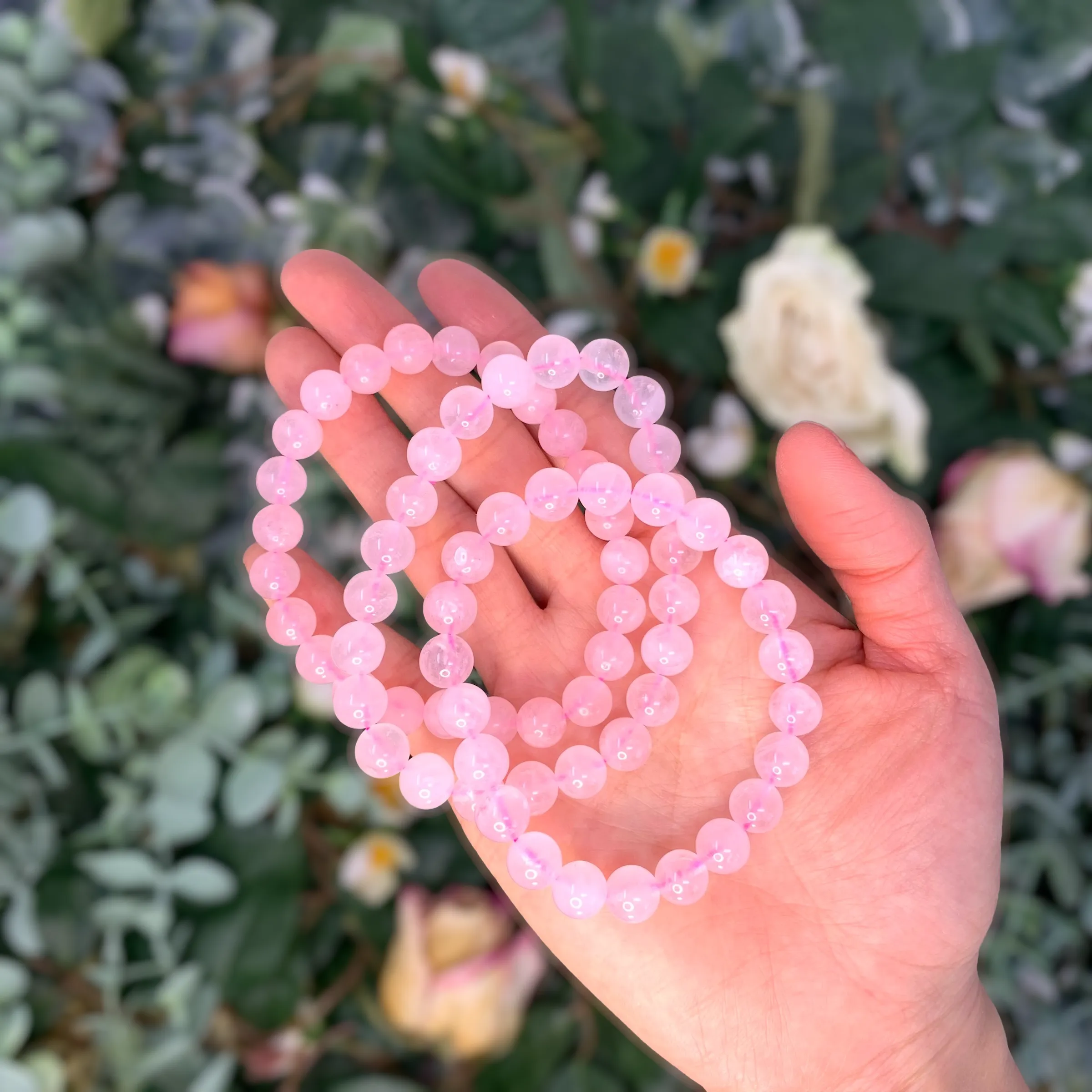 Rose Quartz Beaded Crystal Bracelet