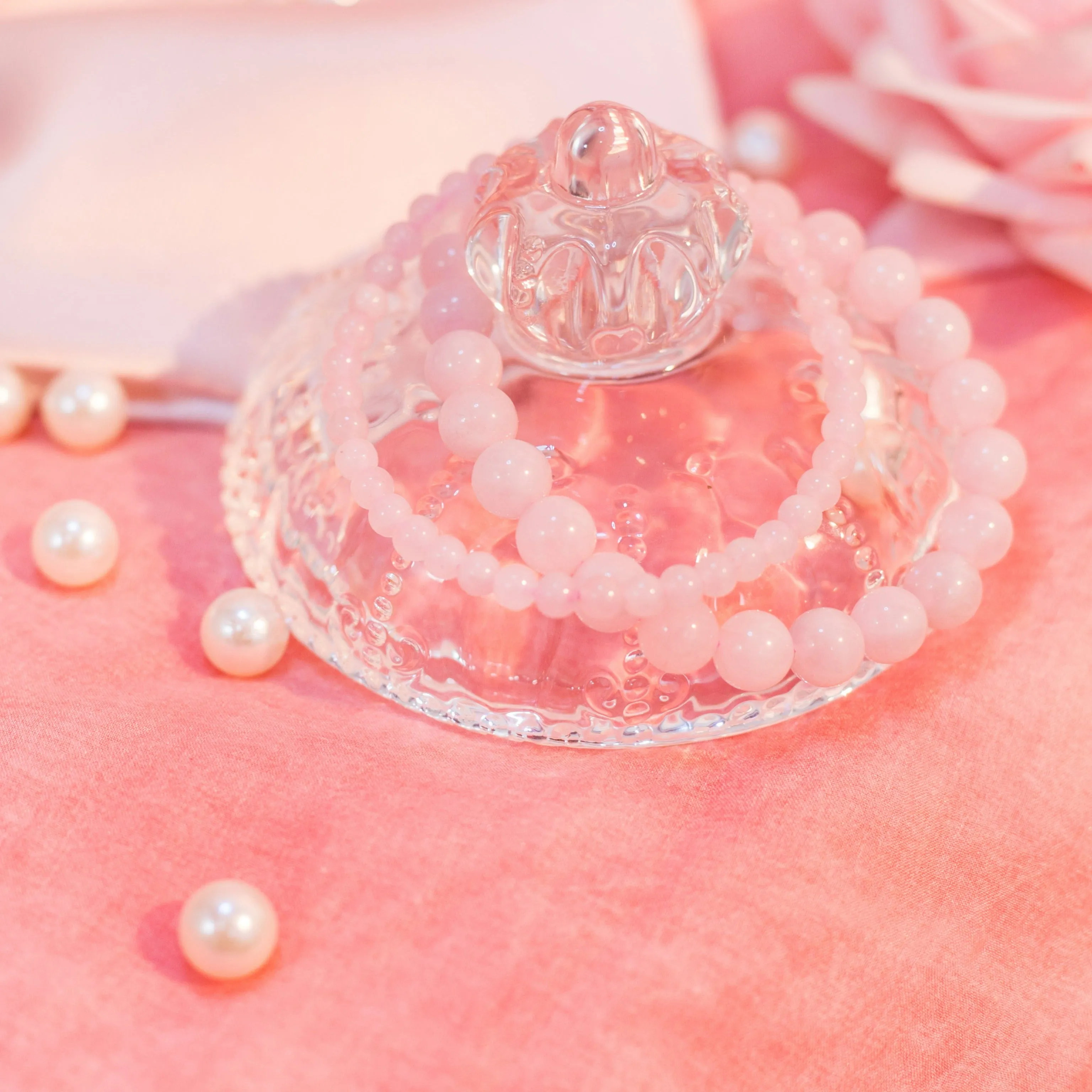 Rose Quartz Beaded Crystal Bracelet